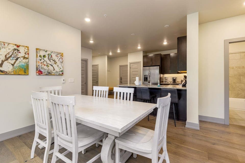 Dining table with seating for six.