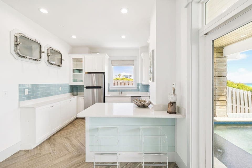 Ample Counter Space + Bar Seating for 2