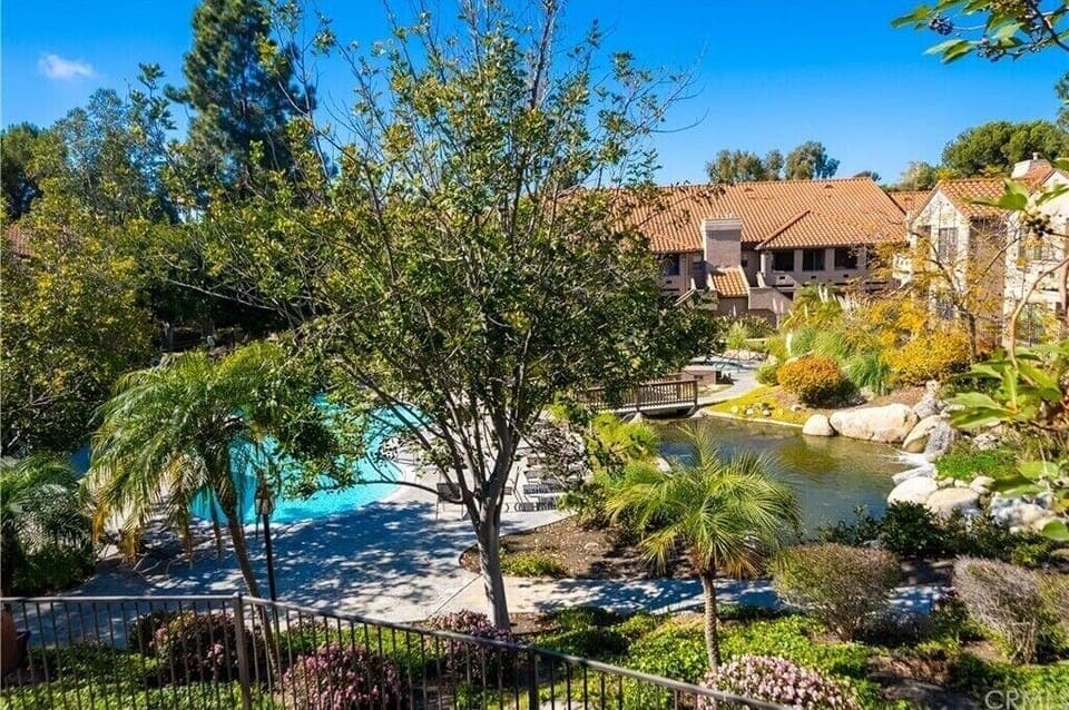 View of pool from balcony