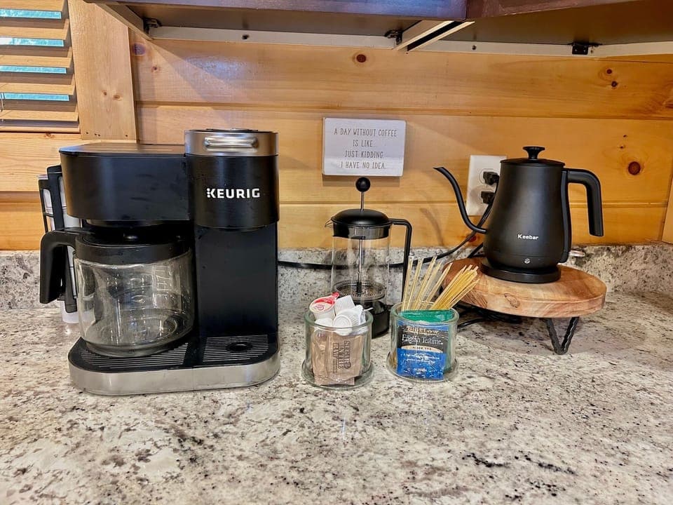 Single serve k-kup, full pot, French press