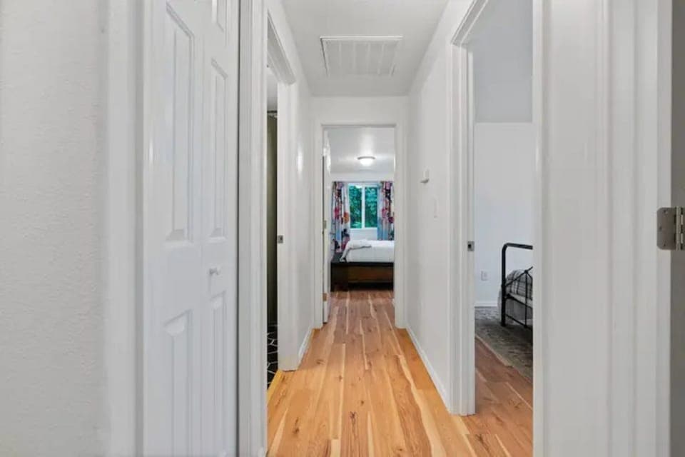 All bedrooms and baths are down the hallway from the main living areas 