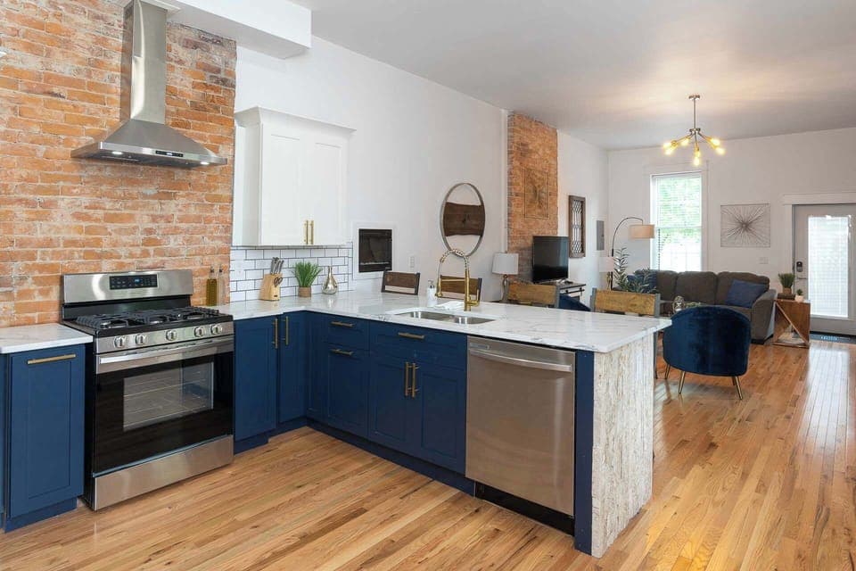 Modern Kitchen with Blue Cabinets
