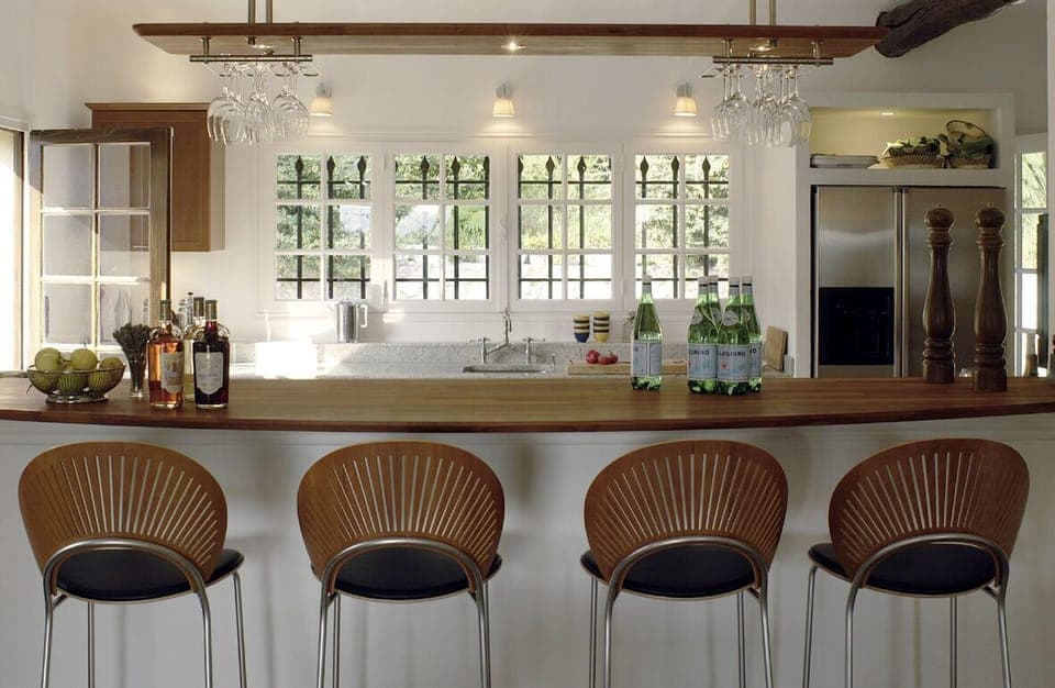 Bar in the dining room looking into the main kitchen