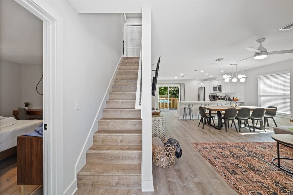 Enter to find a spacious, open front to back living area
