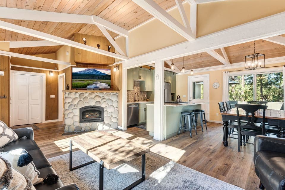 Living, kitchen, dining area.