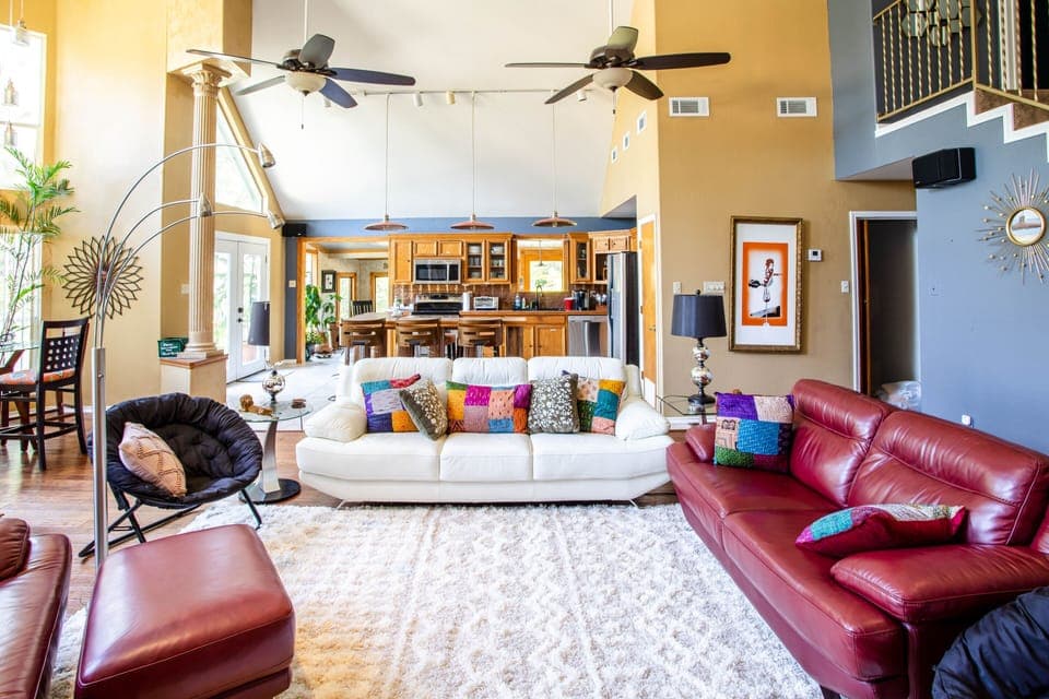 Living room with leather sofas 