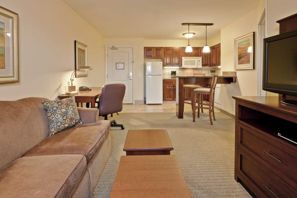 Kick back your feet and relax in the cozy living area.