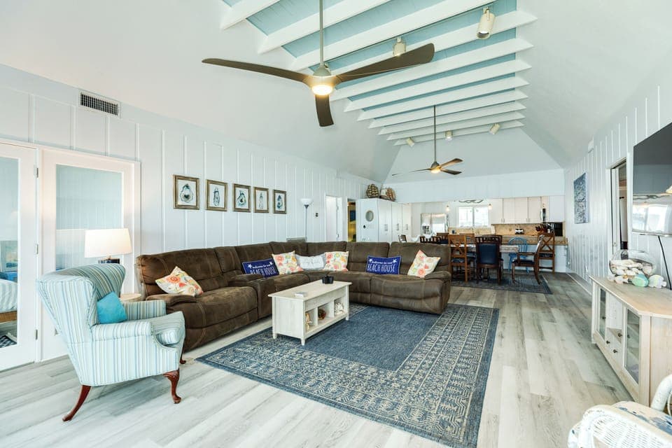 Relax on the large sectional sofa and enjoy family movie nights