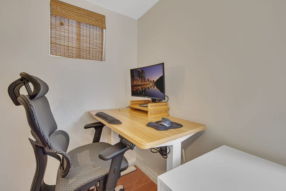 Office/hang out space in the room connected to the garage