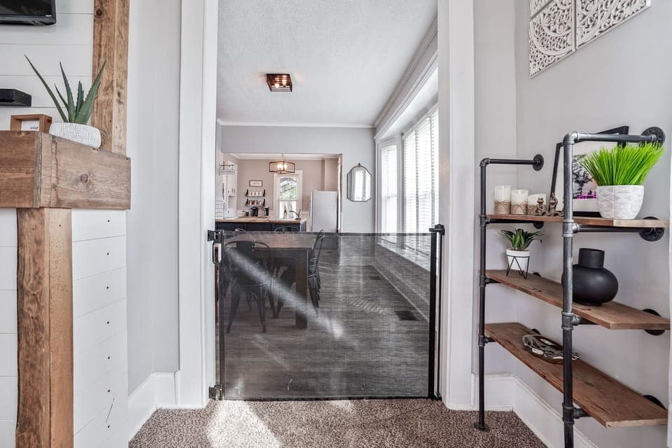 Dining room entry with gate closed.