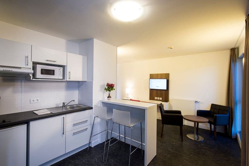 Whip up a quick bite to eat in the kitchen.