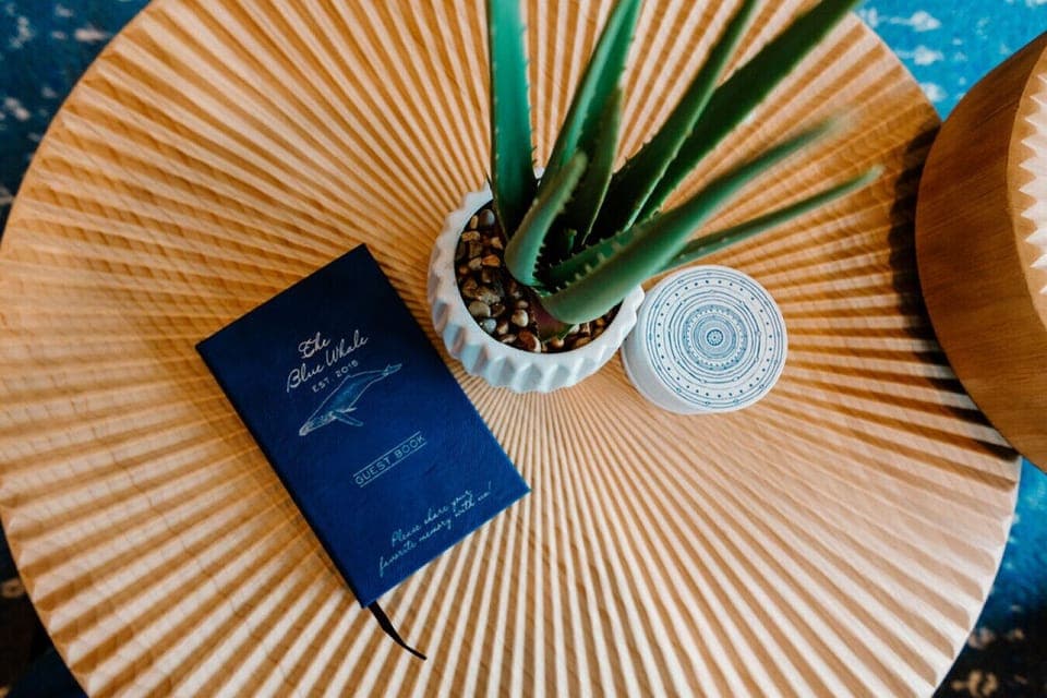 Main Living Room Coffee Table with Coasters & Guest Book