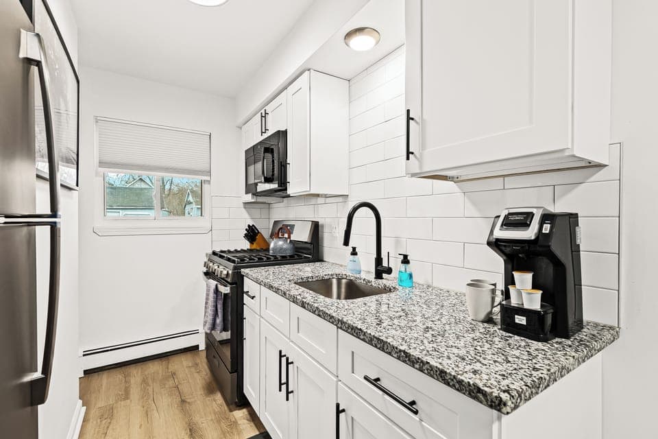 The kitchen is stocked with everything you need to cook your favorite meals at home