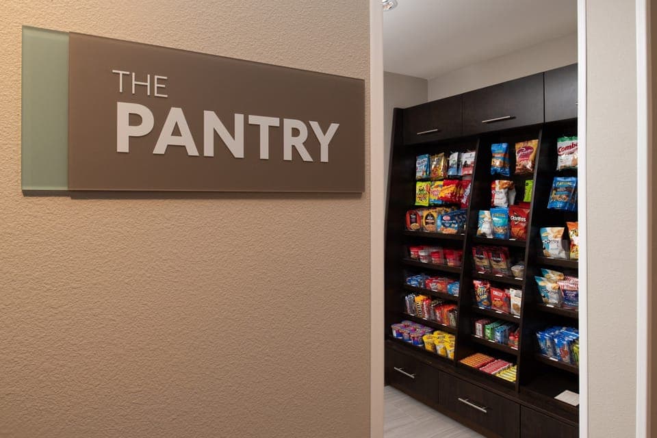 Purchase a snack at the on-site pantry.