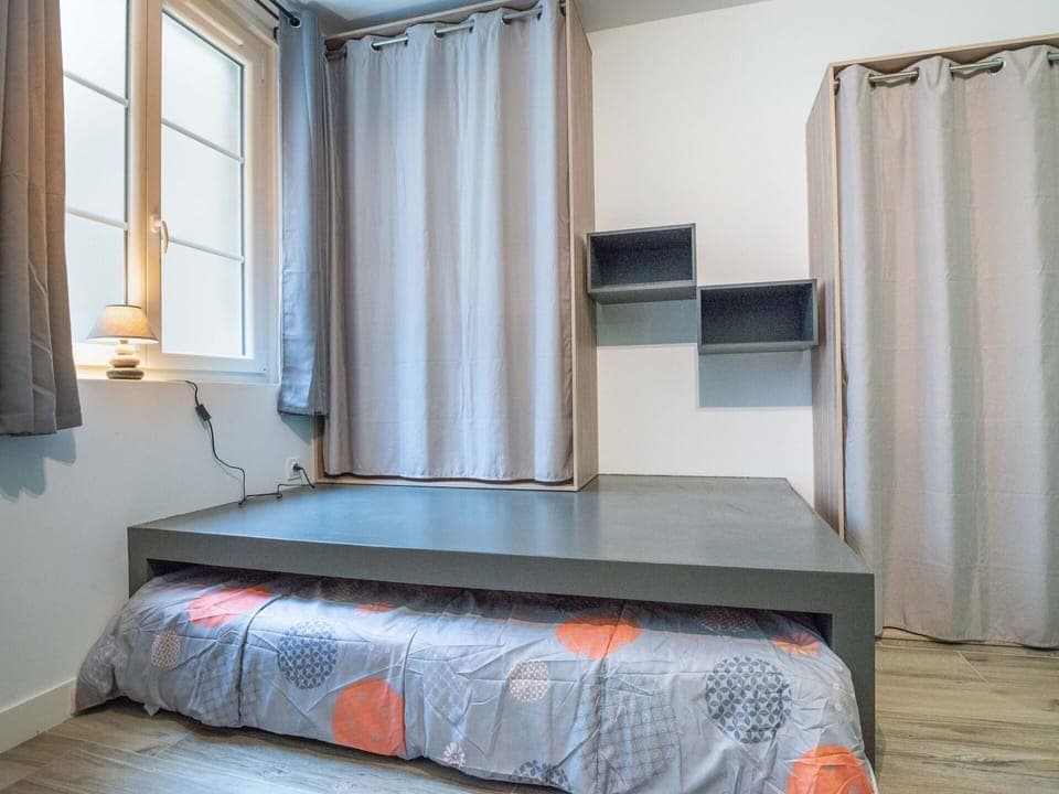 Furniture, Property, Window, Building, Azure, Shade, Wood, Curtain, Textile