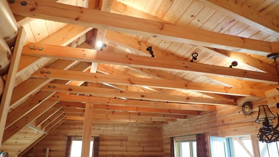 Cabin ceiling with uplighting.