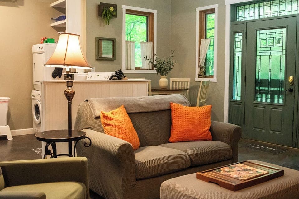 Enjoy a movie from the cozy sofa, or pull it out to accommodate more guests.