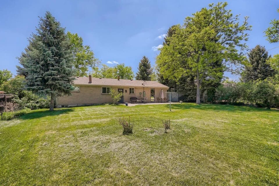 Massive backyard with outdoor seating area