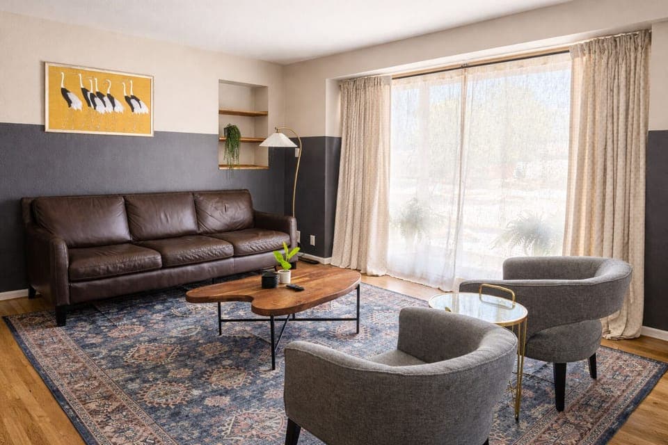 Sunlit living room with modern decor