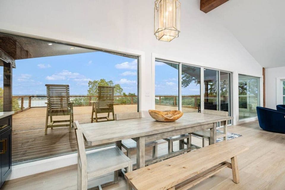 Dining area with lake views