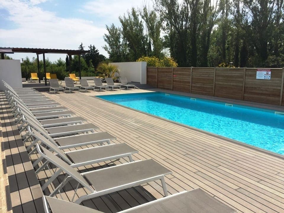 Get some sun in the outdoor pool.