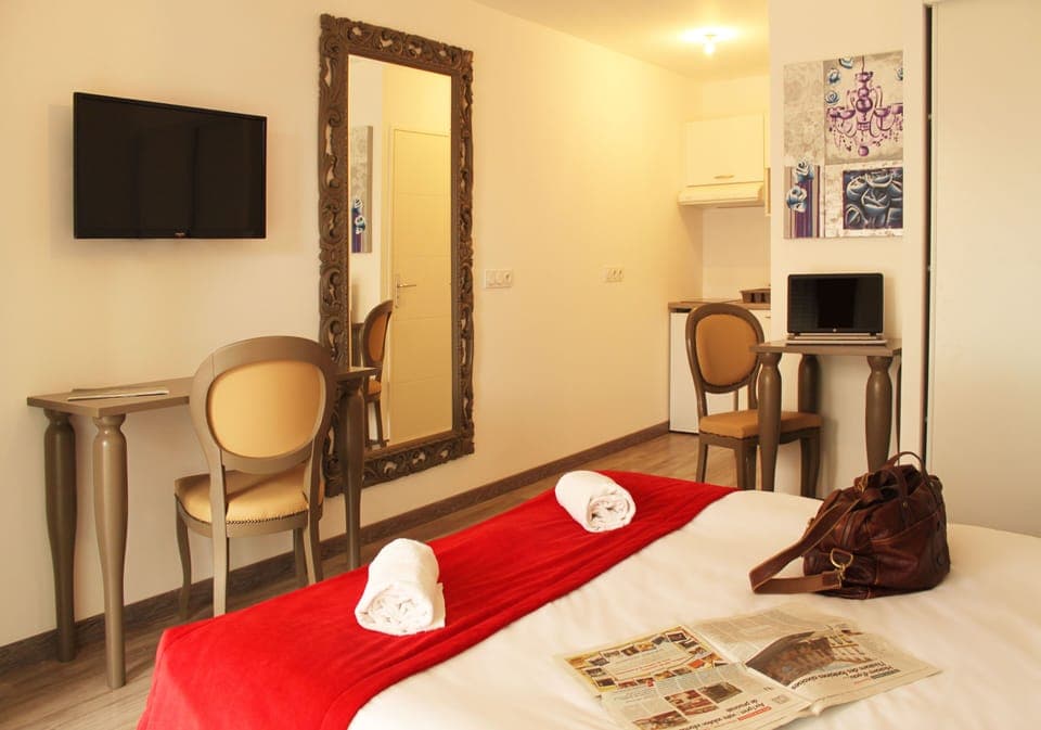 Relax on the comfy bed after a day outside.