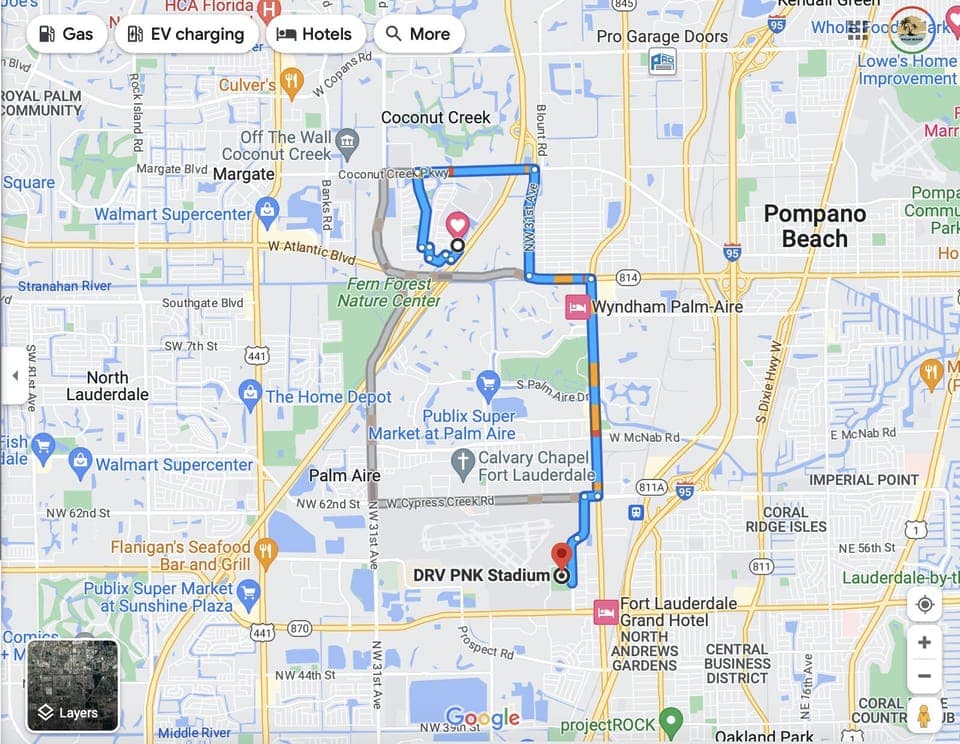 DRV PNK Stadium only 20 minutes away