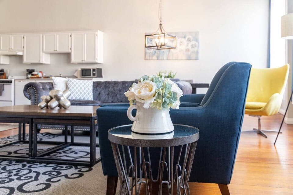 Sit back and relax in the living room area that includes (1) Single bed as well as a 50 inch ROKU Smart TV