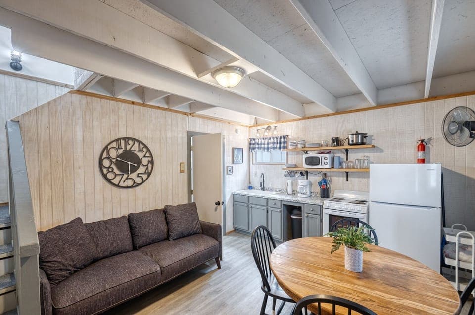 Relax on the comfy couch and watch TV.