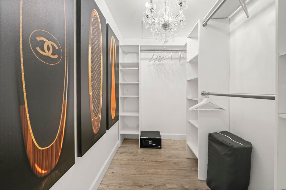 Luxurious Primary Suite closet to get ready for nights on the town