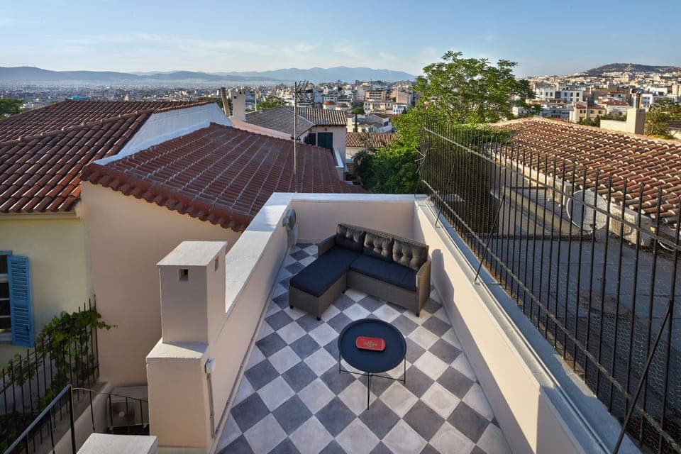 The roof terrace in the morning