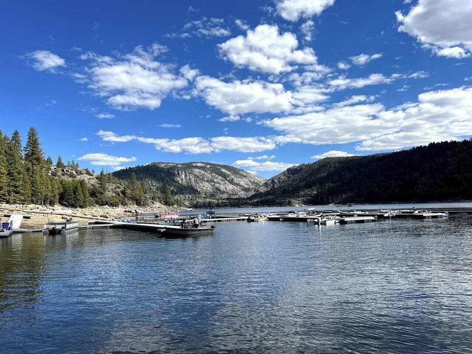 Docking area at Pinecrest Lake. 