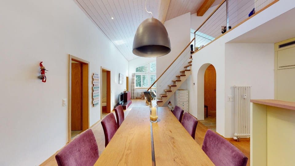 Living area with a dining table