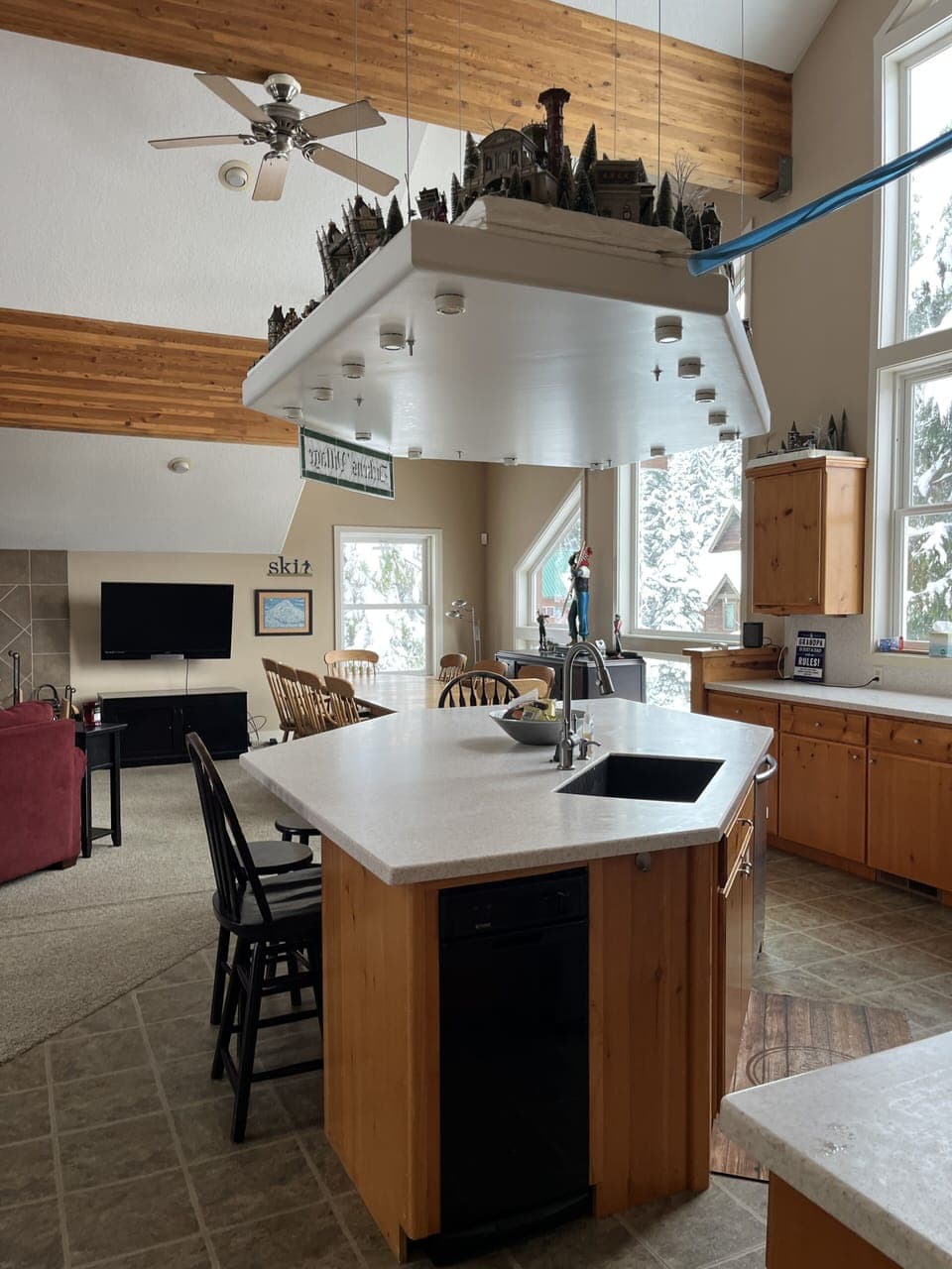 Large Center Island in the kitchen