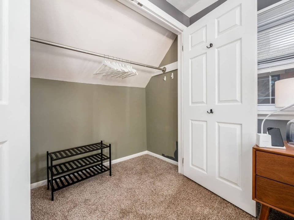 Ample closets with hangars and space for your shoes.