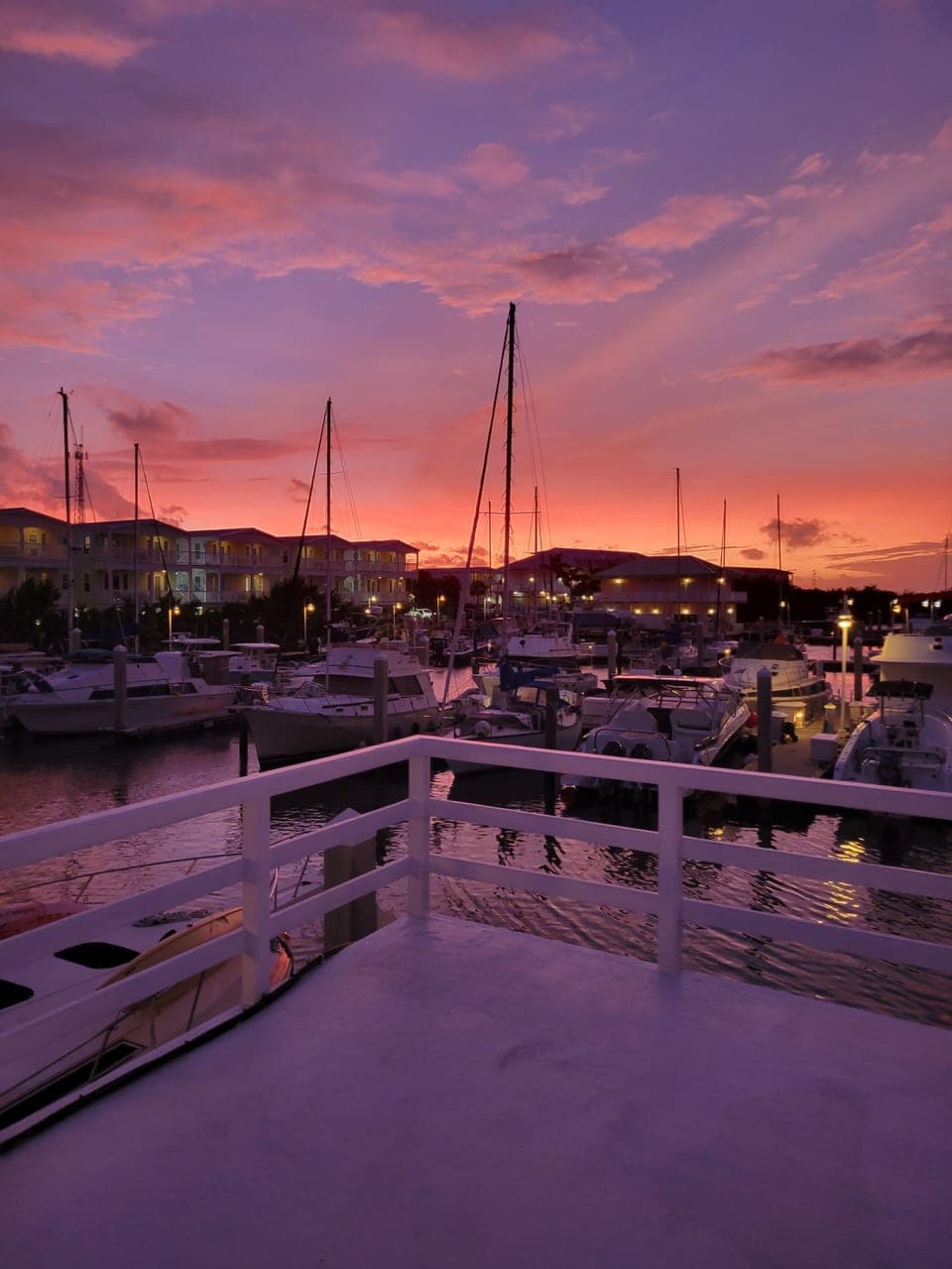 Sunset view from your vacation houseboat in beautiful Key West