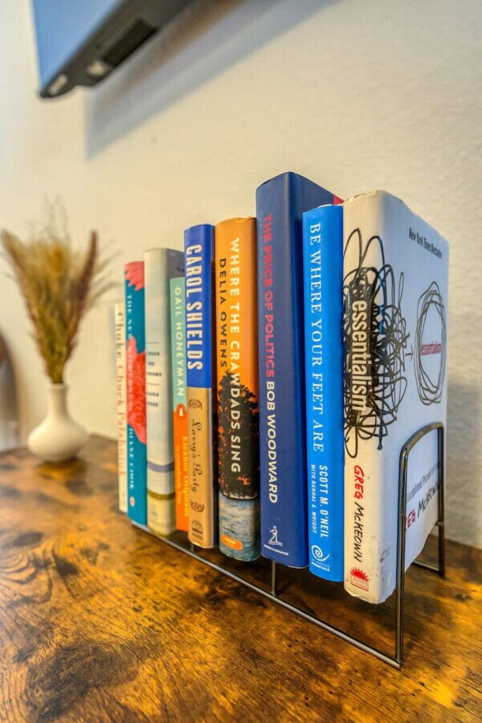 Cozy reading nook with a selection of books to enjoy during your stay