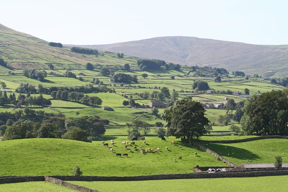 View across to Hawes in glorious Wensleydale in the Yorkshire dales
