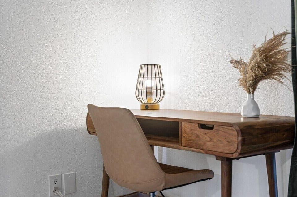 Private desk in the primary bedroom. 