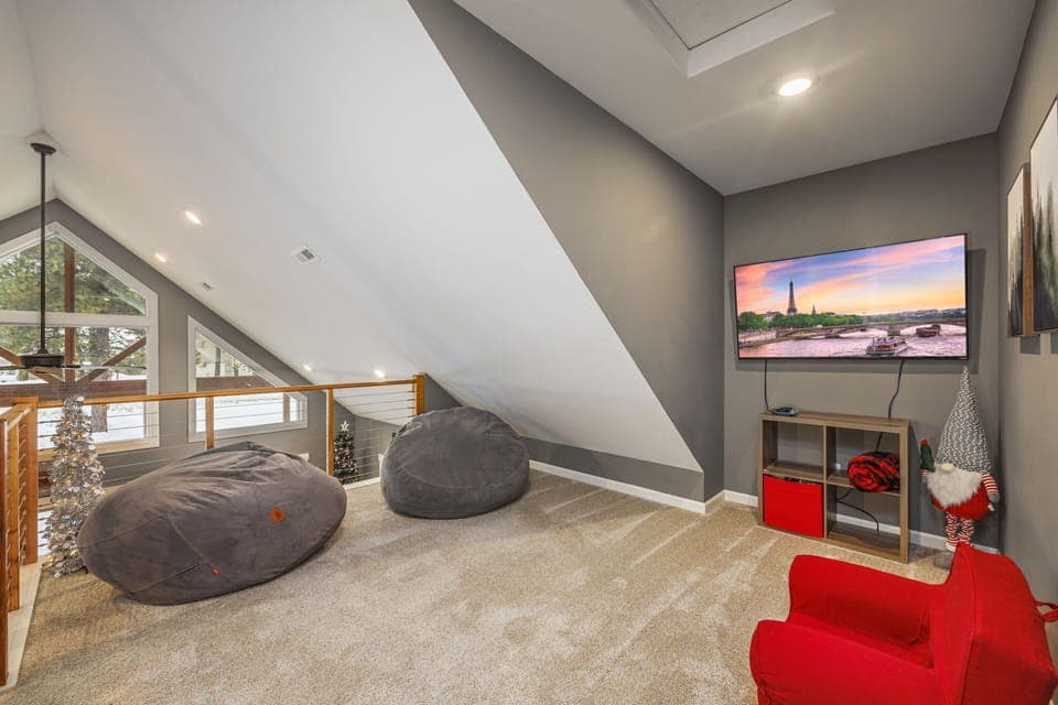 Kids Loft with oversized sleeping bags that convert into a kids bed