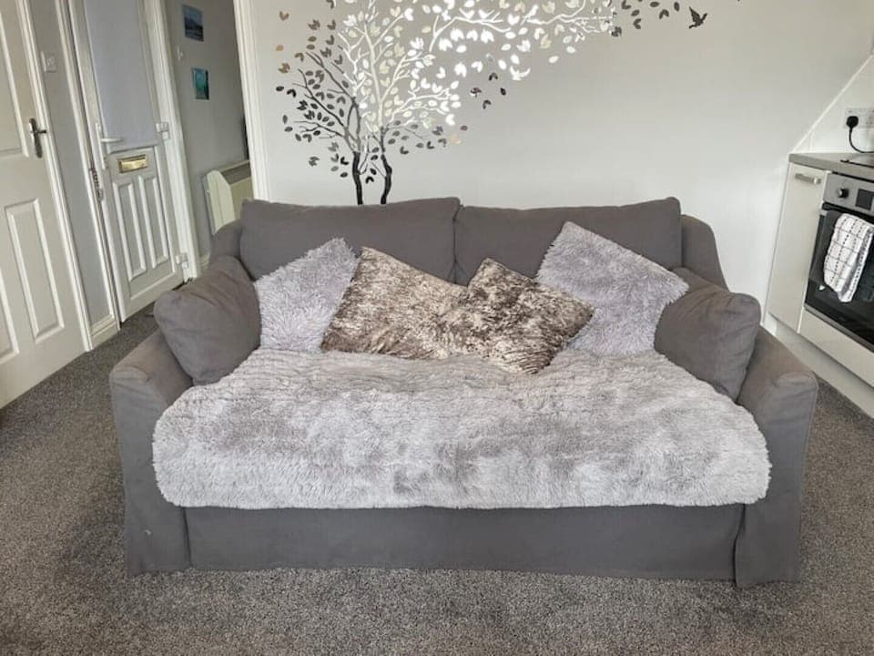 Sofa bed in living room.