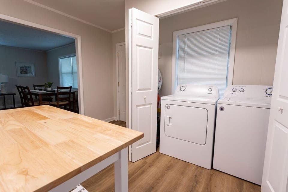 Full size washer and dryer in the two bedroom home.