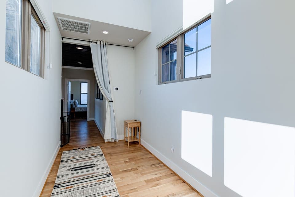 Alcove with privacy curtain, door, and captains bed (not pictured yet)