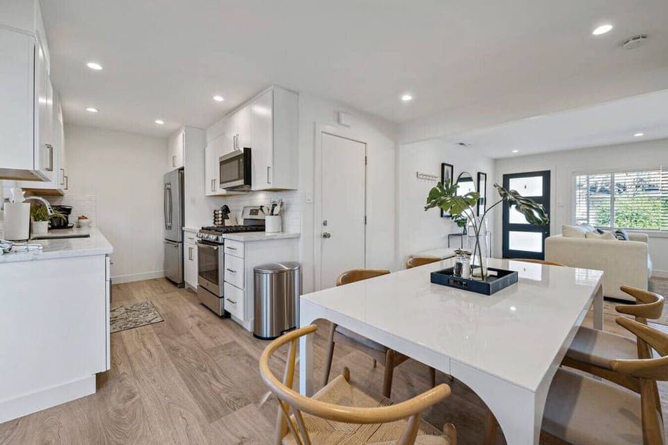 Enjoy a nice meal on this designer table or use it as work space.