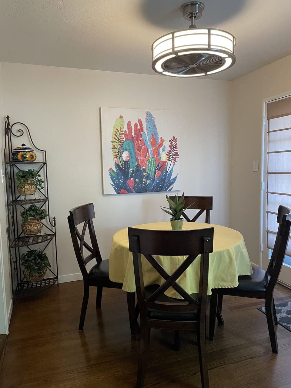 Dining area with original glass french doors looking out to the garden 