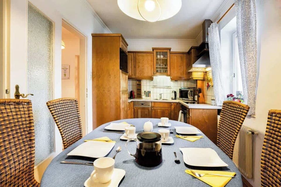 kitchen and dining table
