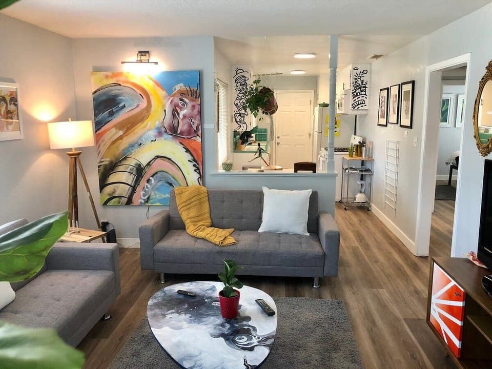 Art house living room and kitchen areas