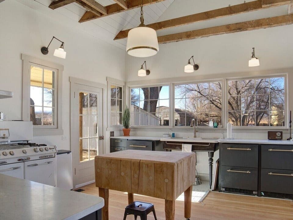 Kitchen looking west.