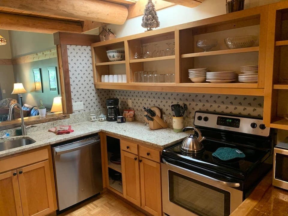 Fully stocked kitchen with every thing you need for your getaway