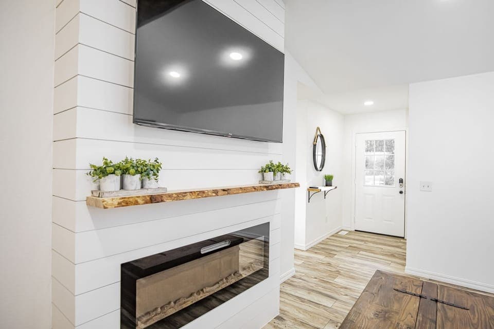 Living room with game console hookup